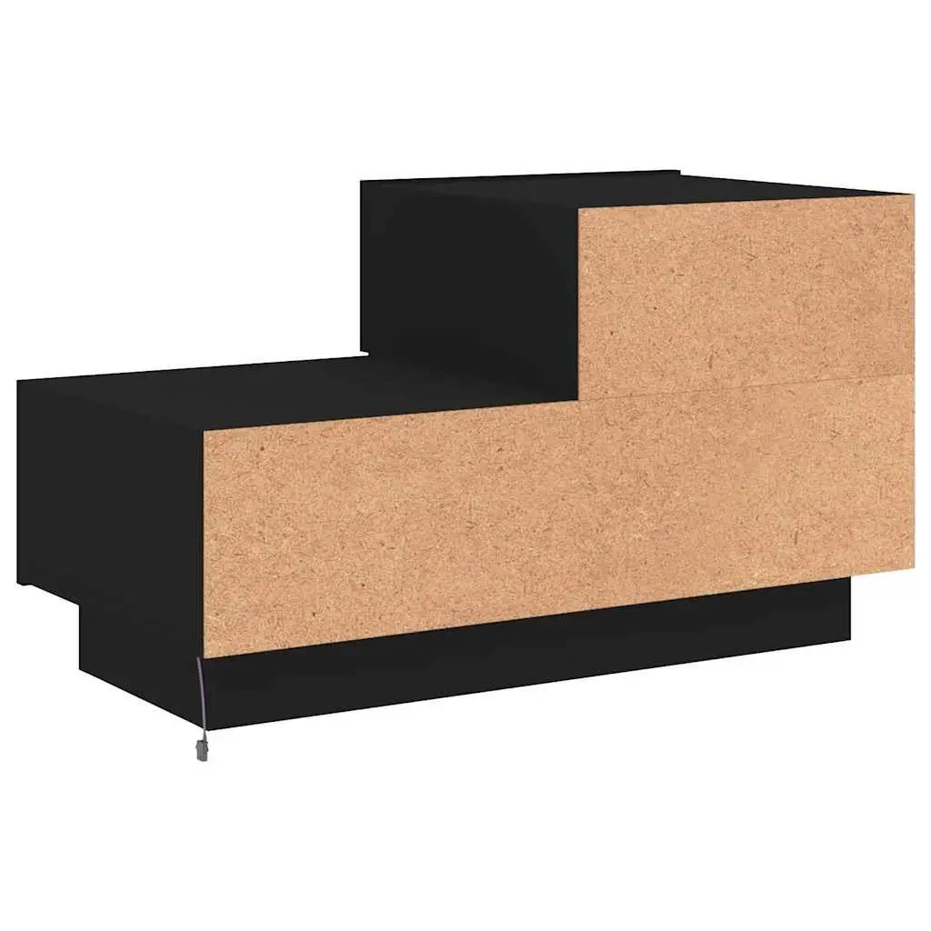 Black Bedside Cabinet with RGB LED Lighting 70x36x40.5cm