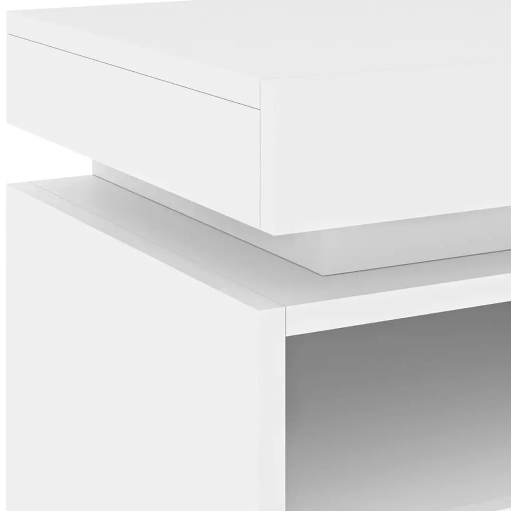 Bedside Cabinets White 2 Pieces Engineered Wood with RGB LED Lights