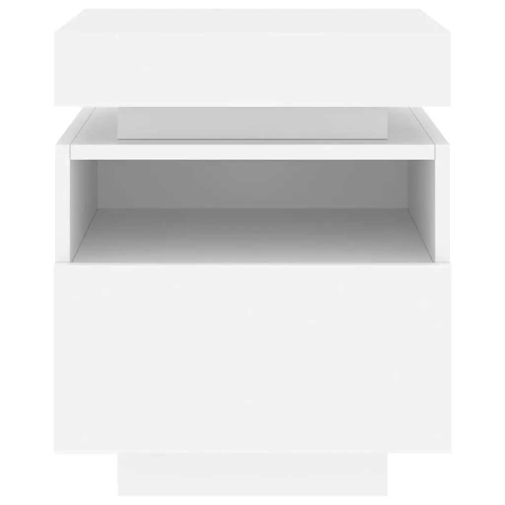 Bedside Cabinets White 2 Pieces Engineered Wood with RGB LED Lights