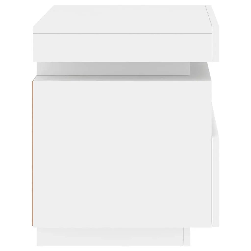 Bedside Cabinets White 2 Pieces Engineered Wood with RGB LED Lights