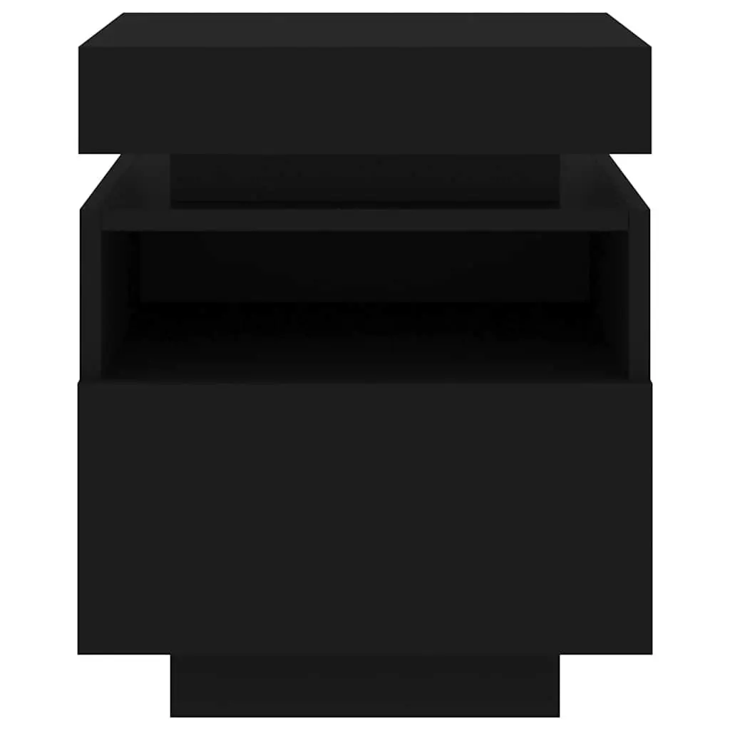 Bedside Cabinets with RGB LED Lights Storage 2 Pieces Black 40x39x48.5cm
