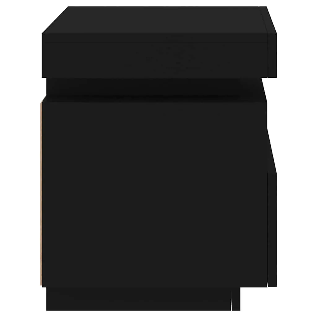 Bedside Cabinets with RGB LED Lights Storage 2 Pieces Black 40x39x48.5cm