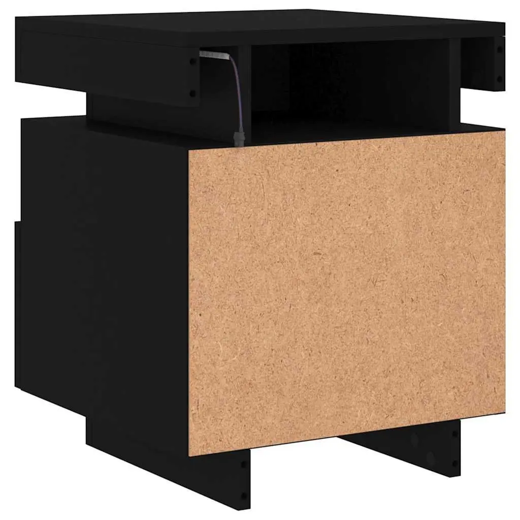 Bedside Cabinets with RGB LED Lights Storage 2 Pieces Black 40x39x48.5cm