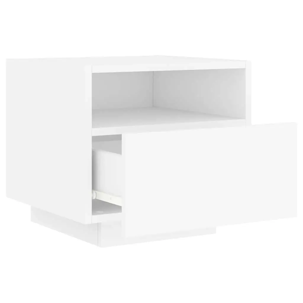 Bedside Table RGB LED Lights White 40x39x37 cm Set of 2
