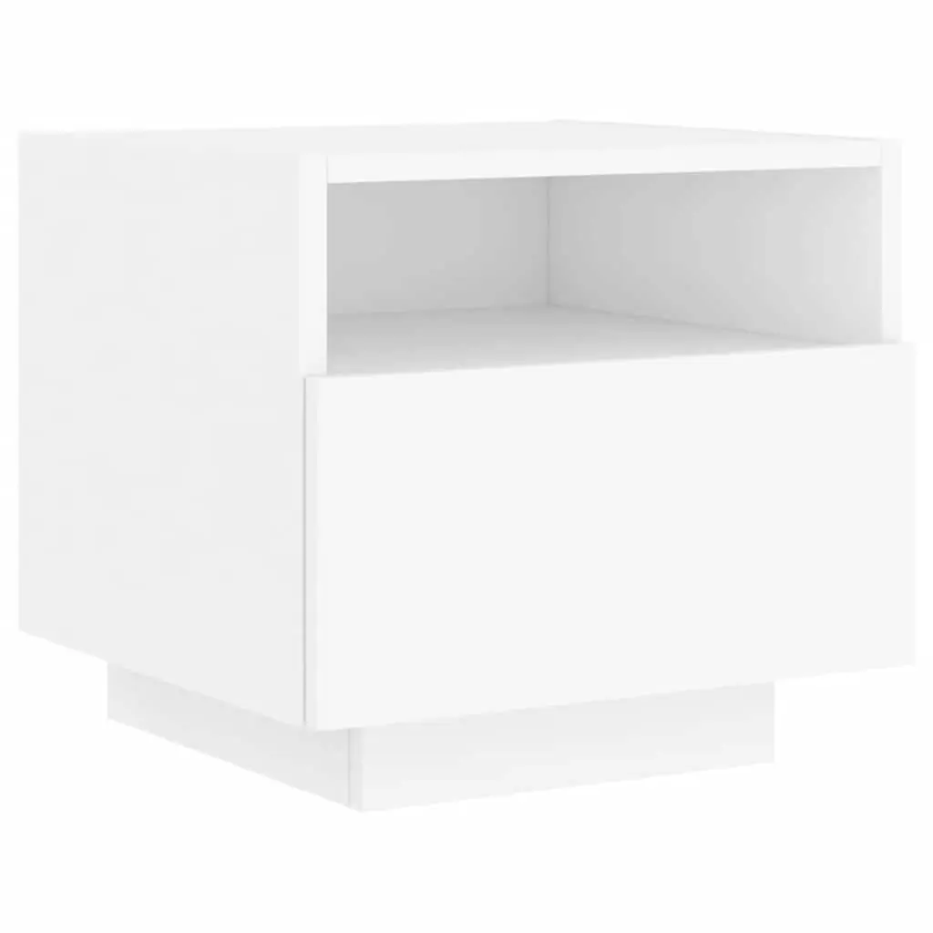 Bedside Table RGB LED Lights White 40x39x37 cm Set of 2