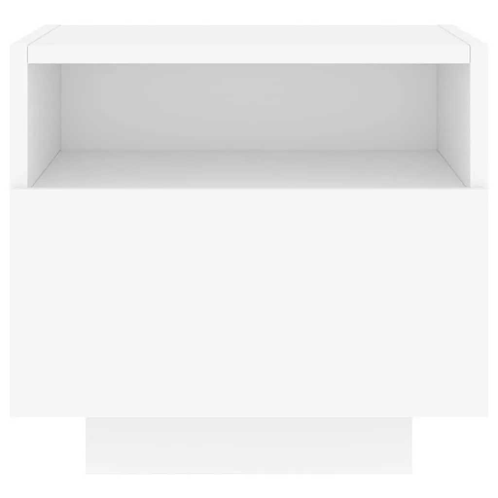 Bedside Table RGB LED Lights White 40x39x37 cm Set of 2