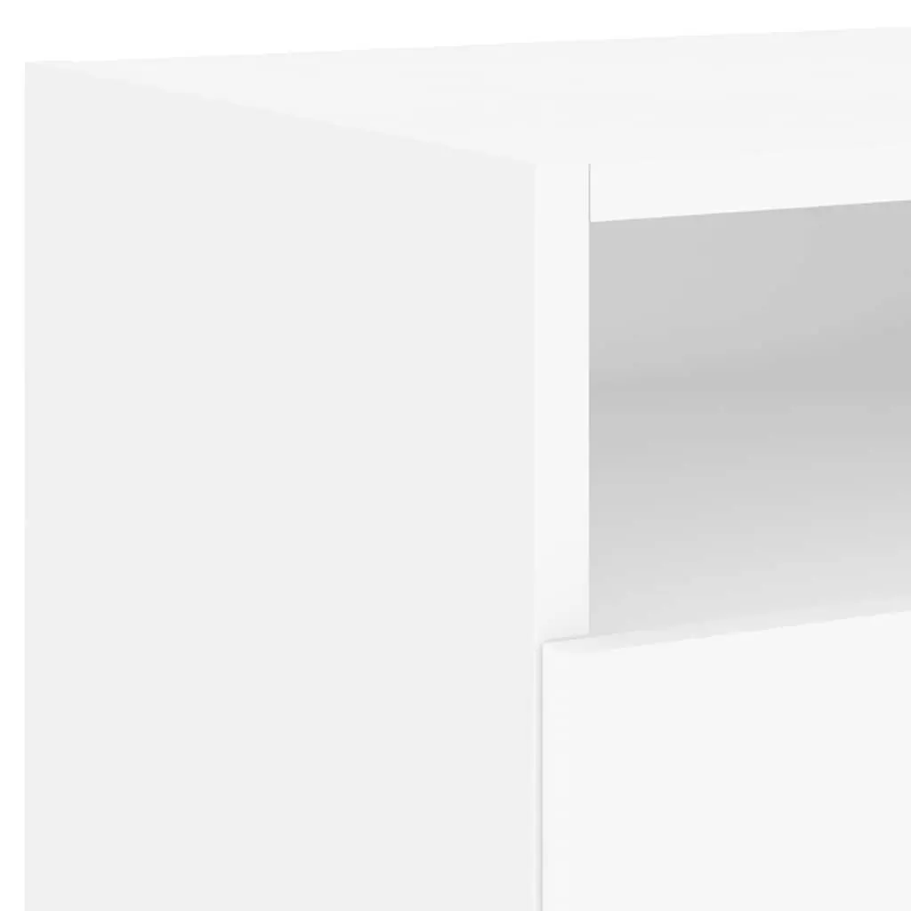 Bedside Table RGB LED Lights White 40x39x37 cm Set of 2