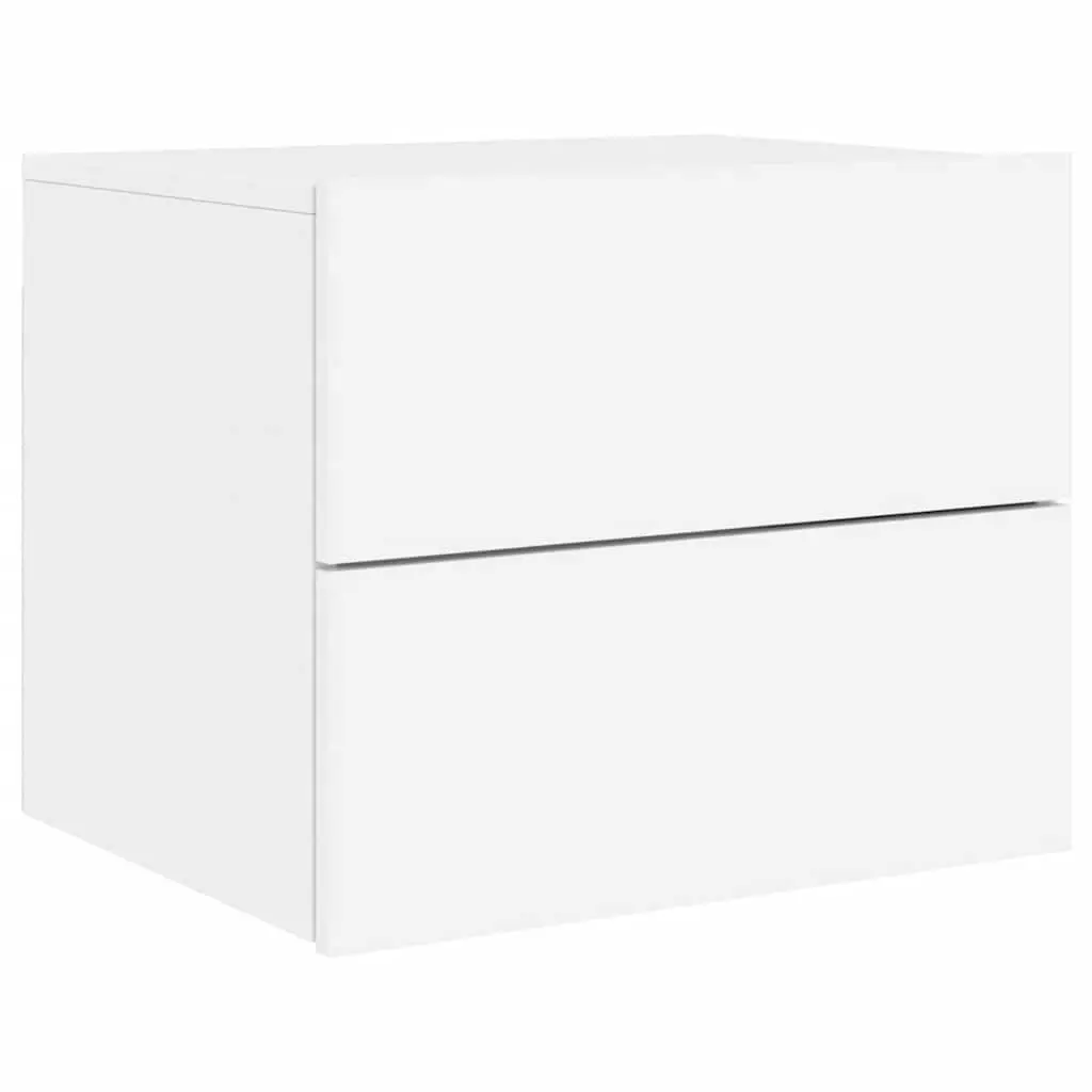 Wall-mounted Bedside Cabinet White Engineered Wood with RGB LED Lights