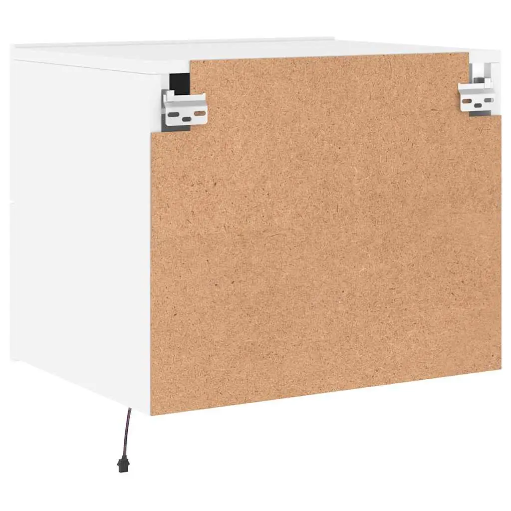 Wall-mounted Bedside Cabinet White Engineered Wood with RGB LED Lights