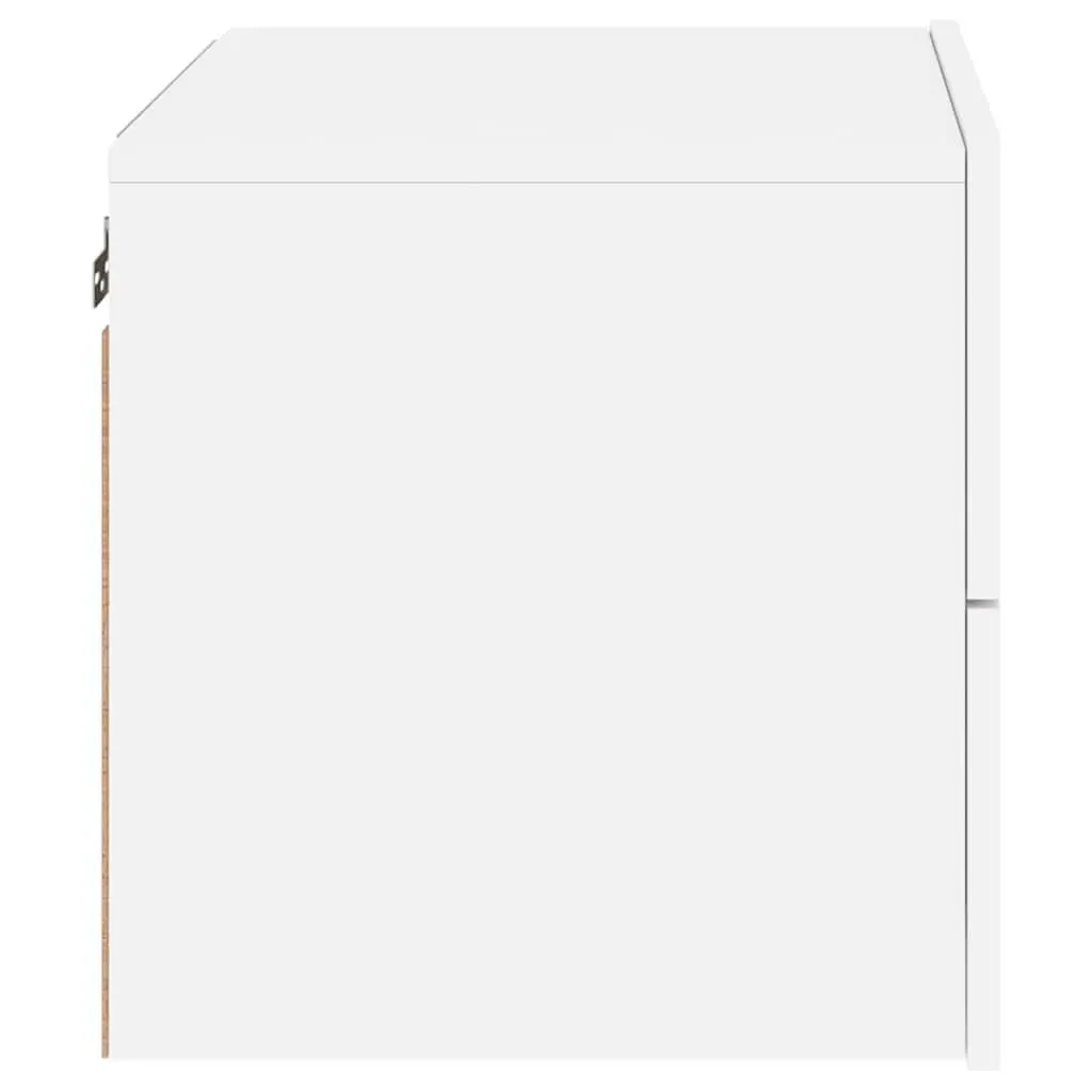 Wall-mounted Bedside Cabinet White Engineered Wood with RGB LED Lights