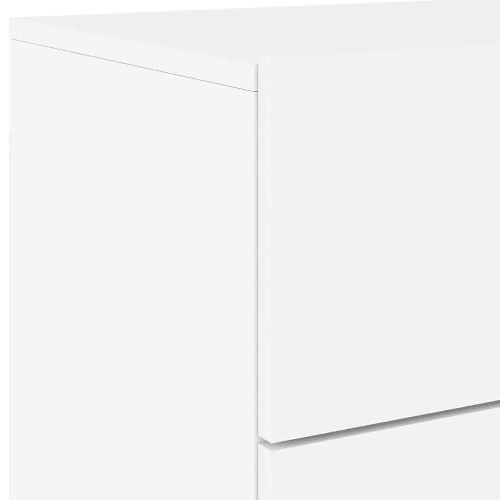 Wall-mounted Bedside Cabinet White Engineered Wood with RGB LED Lights