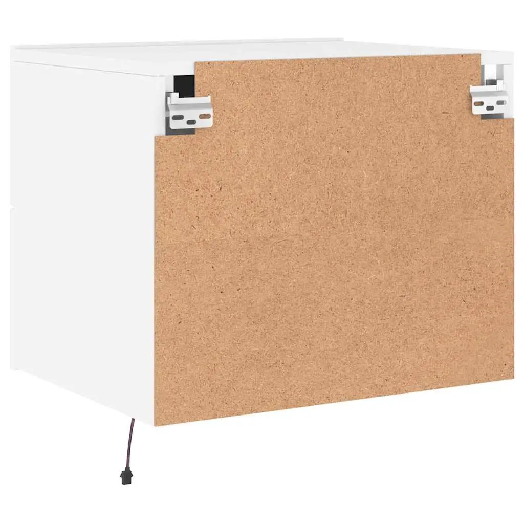 Floating White Bedside Cabinet Set with RGB LED Lights