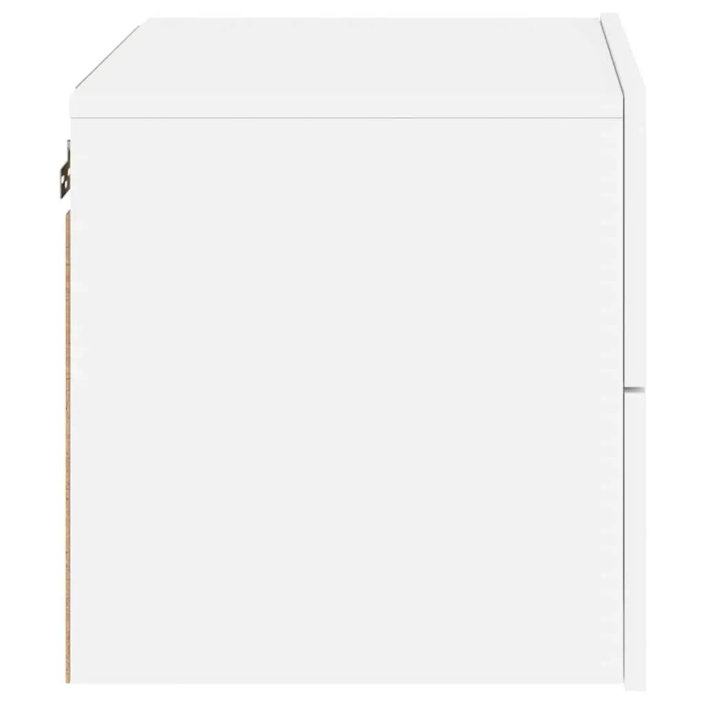 Floating White Bedside Cabinet Set with RGB LED Lights