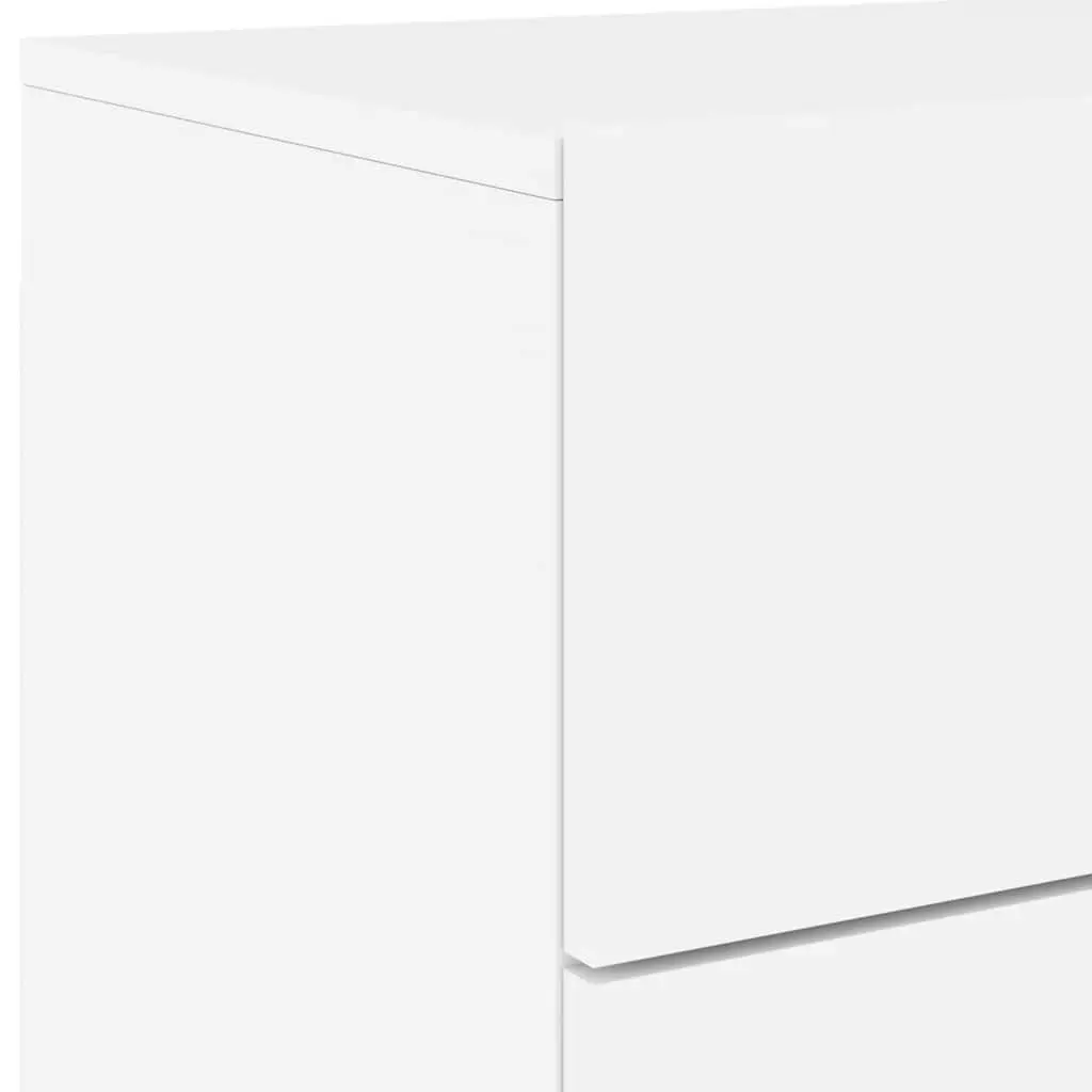 Floating White Bedside Cabinet Set with RGB LED Lights