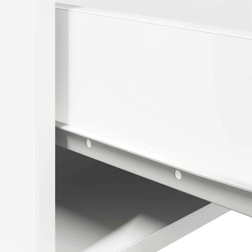 Wall-mounted Bedside Cabinet White RGB LED Lights Storage Engineered Wood