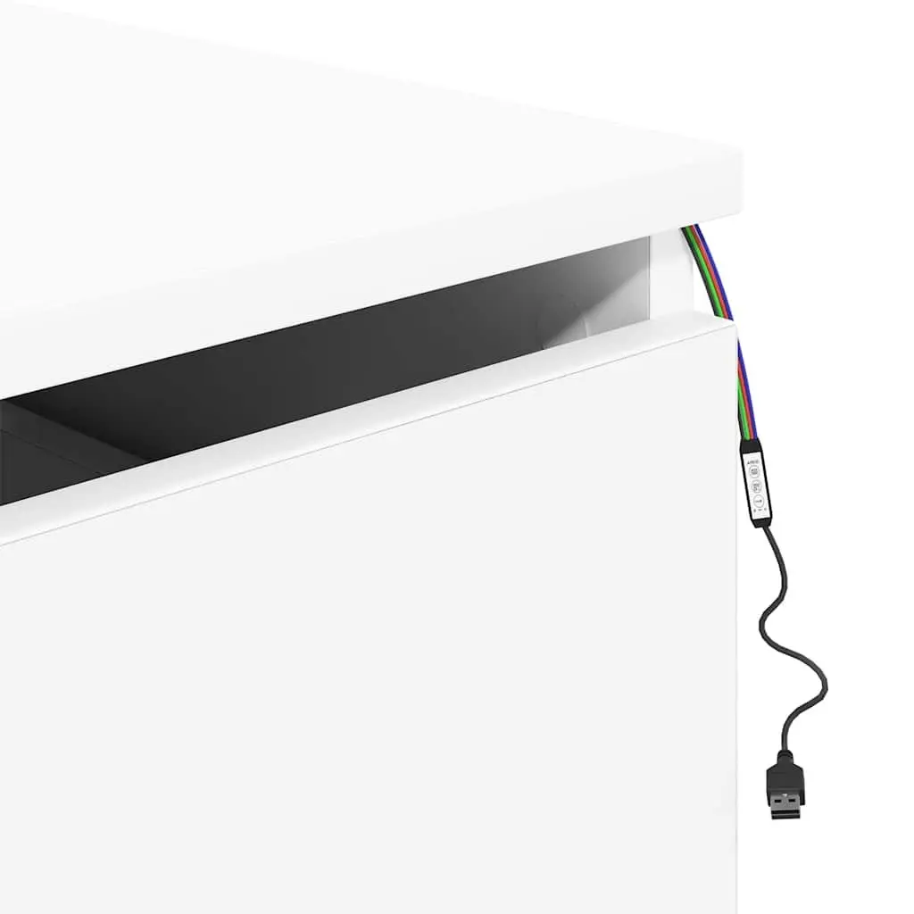Floating White Bedside Cabinet with RGB LED Lighting