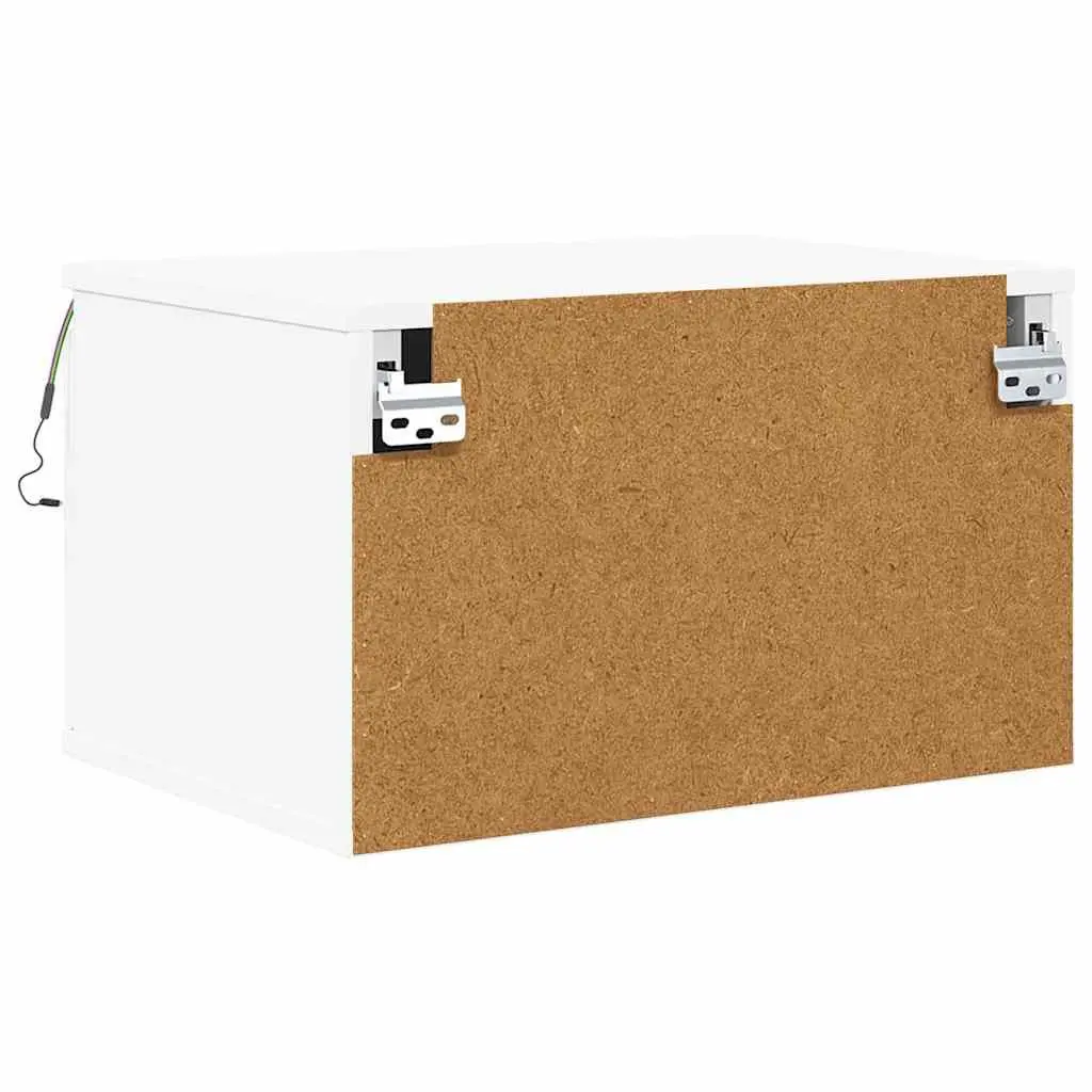 Floating White Bedside Cabinet with RGB LED Lighting