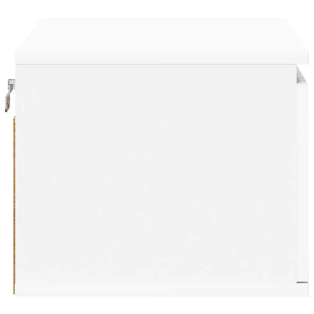 Floating White Bedside Cabinet with RGB LED Lighting