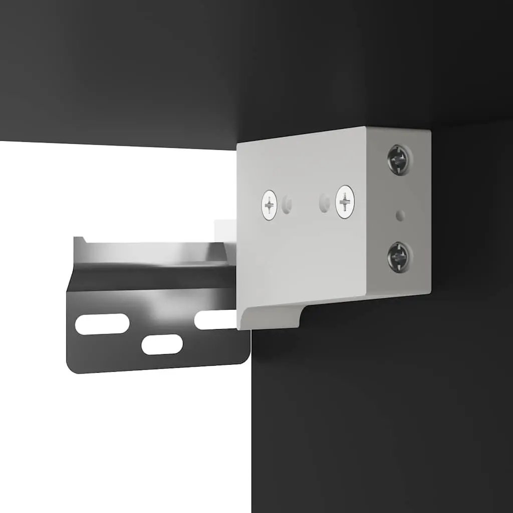 Wall-mounted Bedside Cabinets Black Floating Storage 2 pcs Engineered Wood with RGB LED Lights
