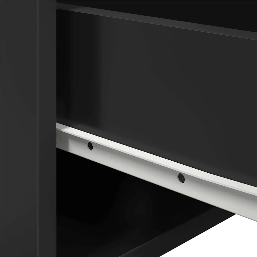 Wall-mounted Bedside Cabinets Black Floating Storage 2 pcs Engineered Wood with RGB LED Lights