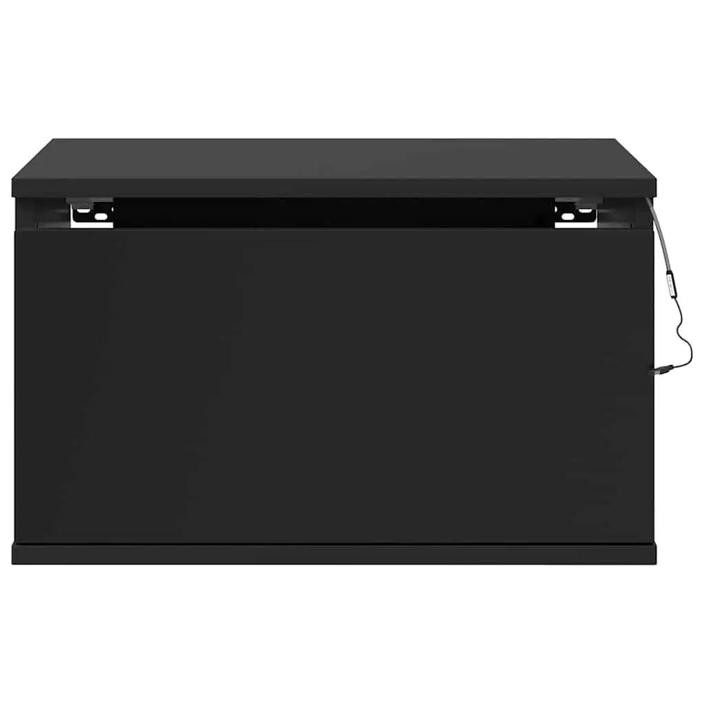 Wall-mounted Bedside Cabinets Black Floating Storage 2 pcs Engineered Wood with RGB LED Lights