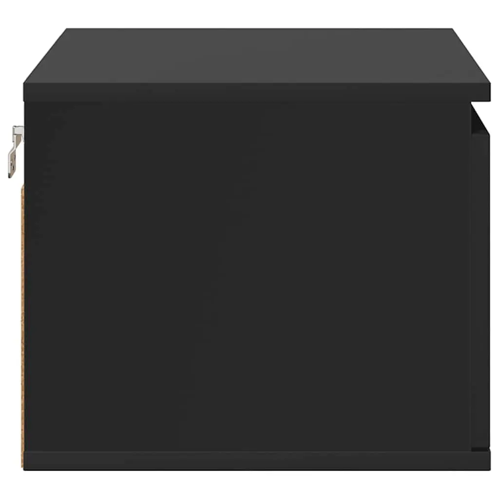 Wall-mounted Bedside Cabinets Black Floating Storage 2 pcs Engineered Wood with RGB LED Lights