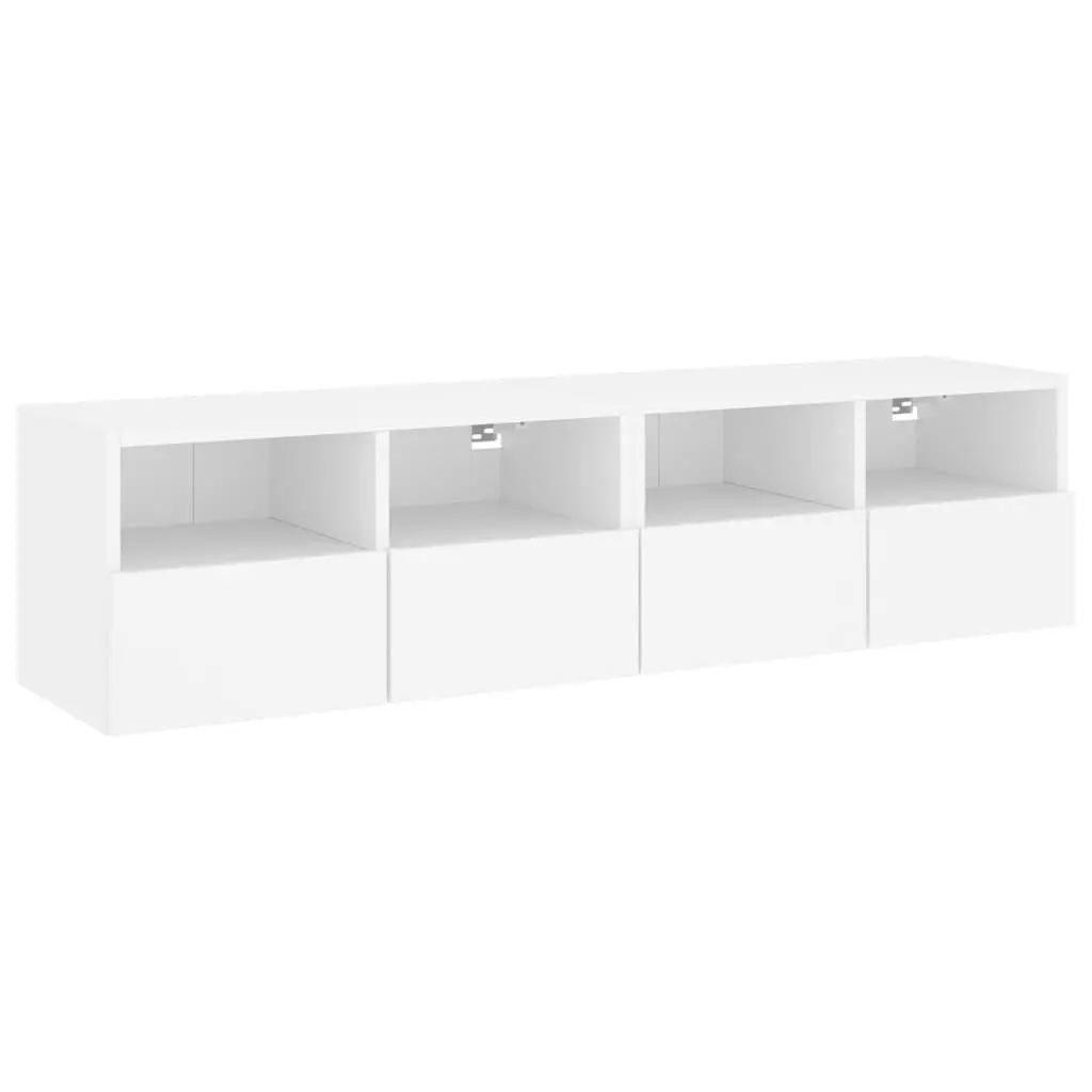 TV Wall Cabinet White Floating Storage Unit 60x30x30cm Engineered Wood with Shelves and Door