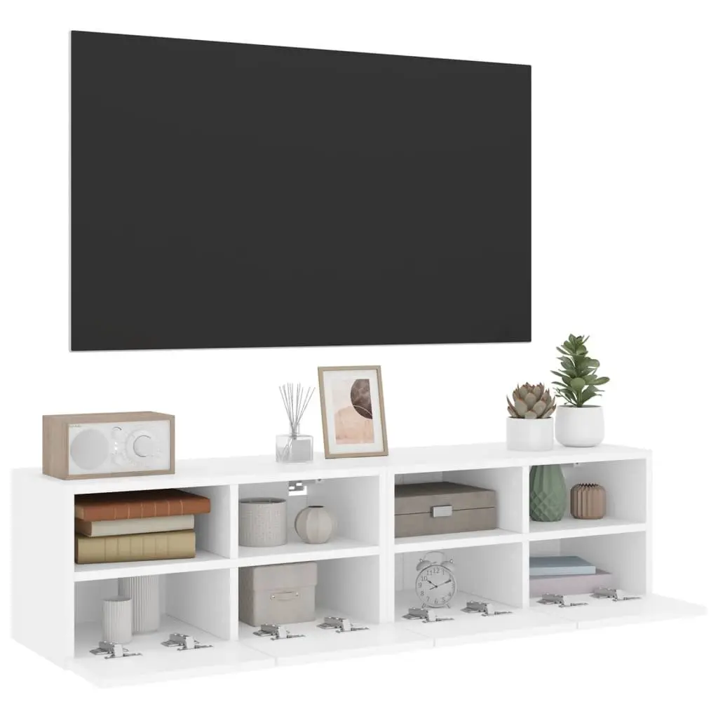 TV Wall Cabinet White Floating Storage Unit 60x30x30cm Engineered Wood with Shelves and Door