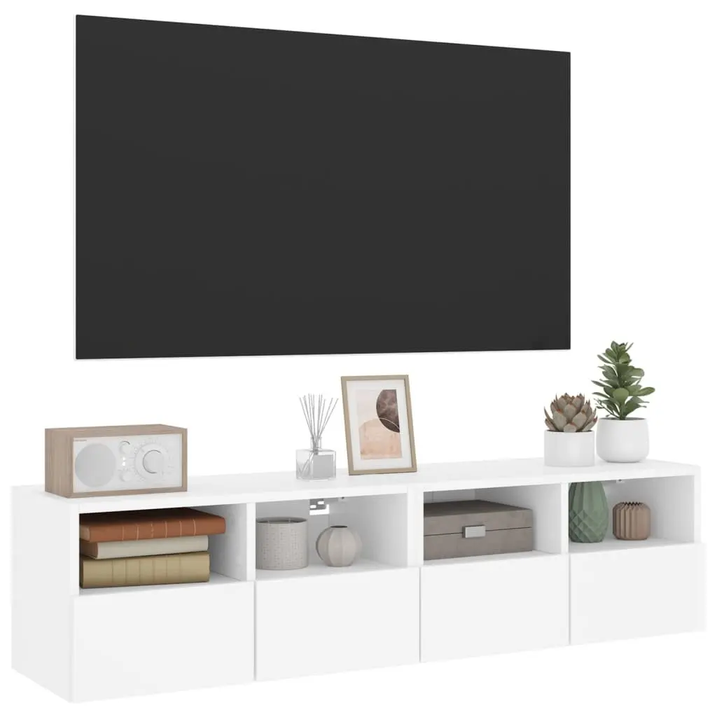 TV Wall Cabinet White Floating Storage Unit 60x30x30cm Engineered Wood with Shelves and Door