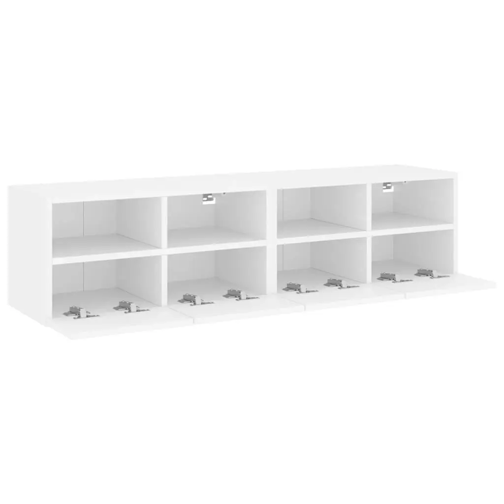 TV Wall Cabinet White Floating Storage Unit 60x30x30cm Engineered Wood with Shelves and Door