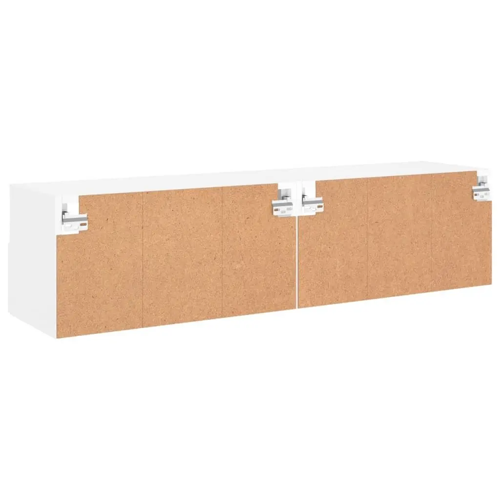 TV Wall Cabinet White Floating Storage Unit 60x30x30cm Engineered Wood with Shelves and Door