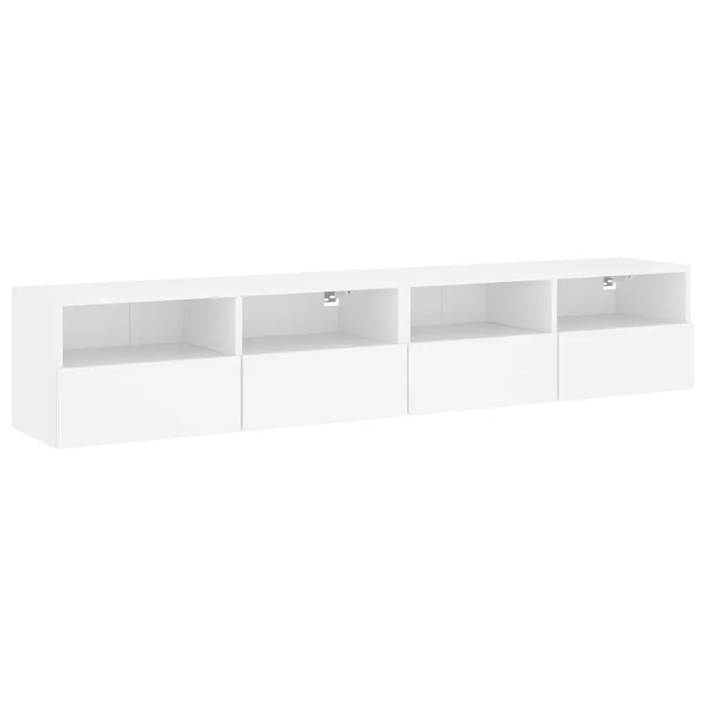 TV Wall Cabinets 2pcs White Floating Storage Unit Shelves Media Organiser