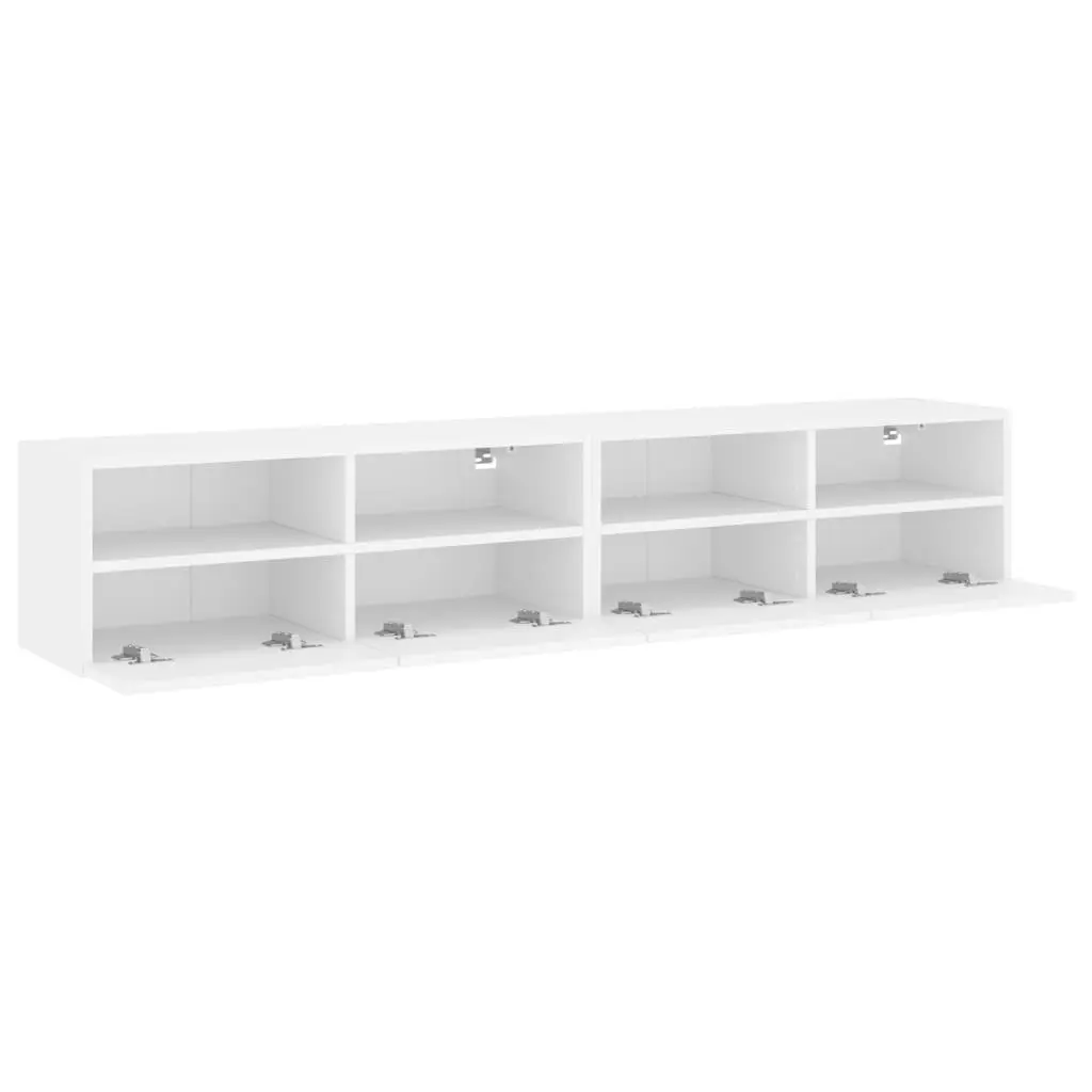 TV Wall Cabinets 2pcs White Floating Storage Unit Shelves Media Organiser