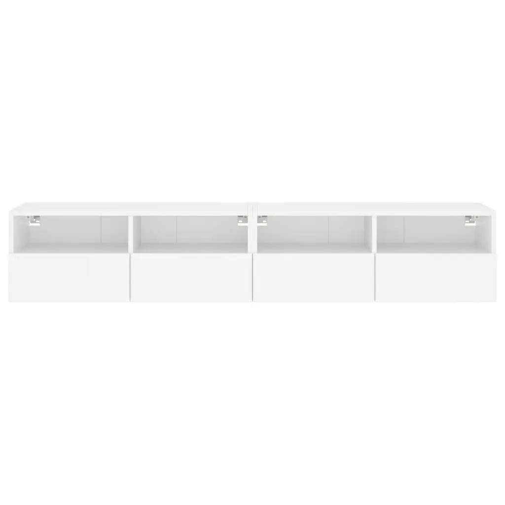 TV Wall Cabinets 2pcs White Floating Storage Unit Shelves Media Organiser