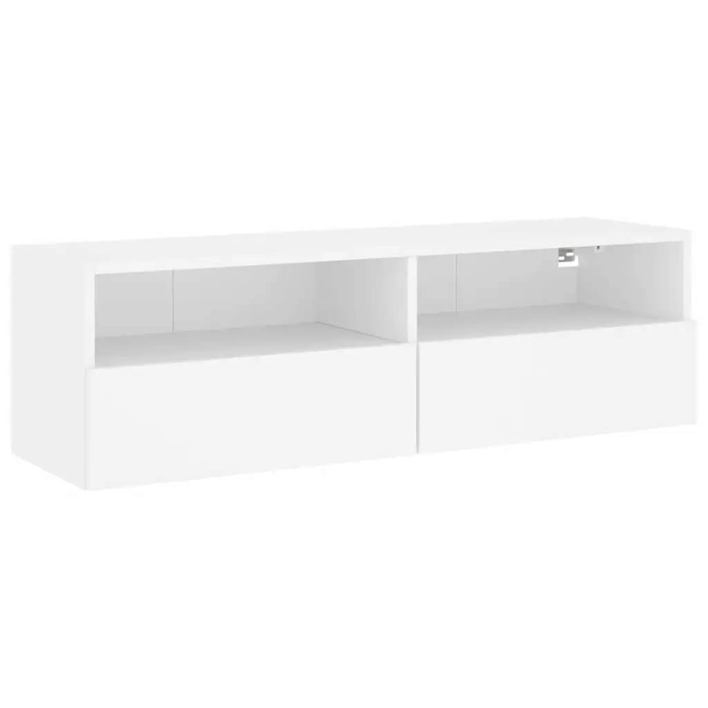 TV Wall Cabinet White Floating Media Unit 100cm Engineered Wood