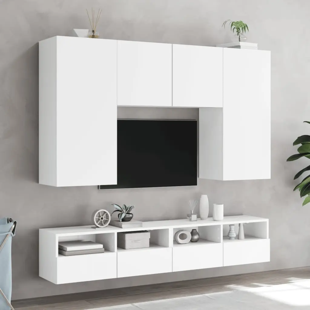 TV Wall Cabinet White Floating Media Unit 100cm Engineered Wood