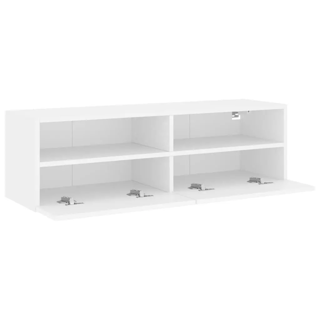 TV Wall Cabinet White Floating Media Unit 100cm Engineered Wood