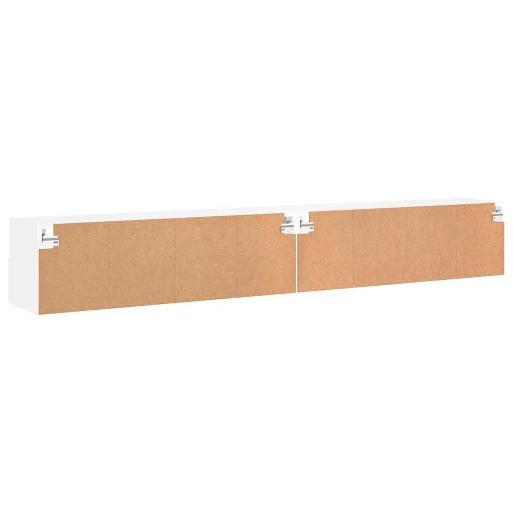 Floating White TV Wall Cabinets 2pcs Media Storage