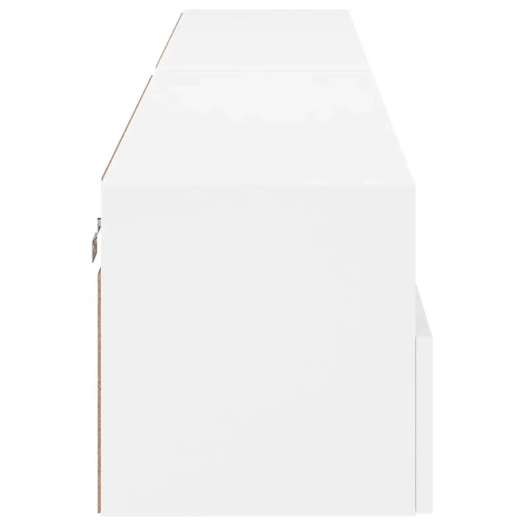 Floating White TV Wall Cabinets 2pcs Media Storage