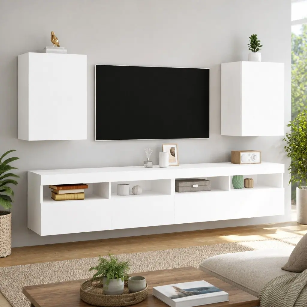 TV Wall Cabinets White Floating Wall-Mounted Storage Units 40.5x30x60cm Engineered Wood
