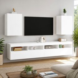 White Floating Wall-Mounted TV Cabinets 2pcs