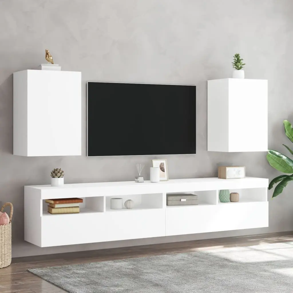 TV Wall Cabinets White Floating Wall-Mounted Storage Units 40.5x30x60cm Engineered Wood
