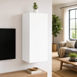 White Floating Media Unit for Stylish Living Spaces