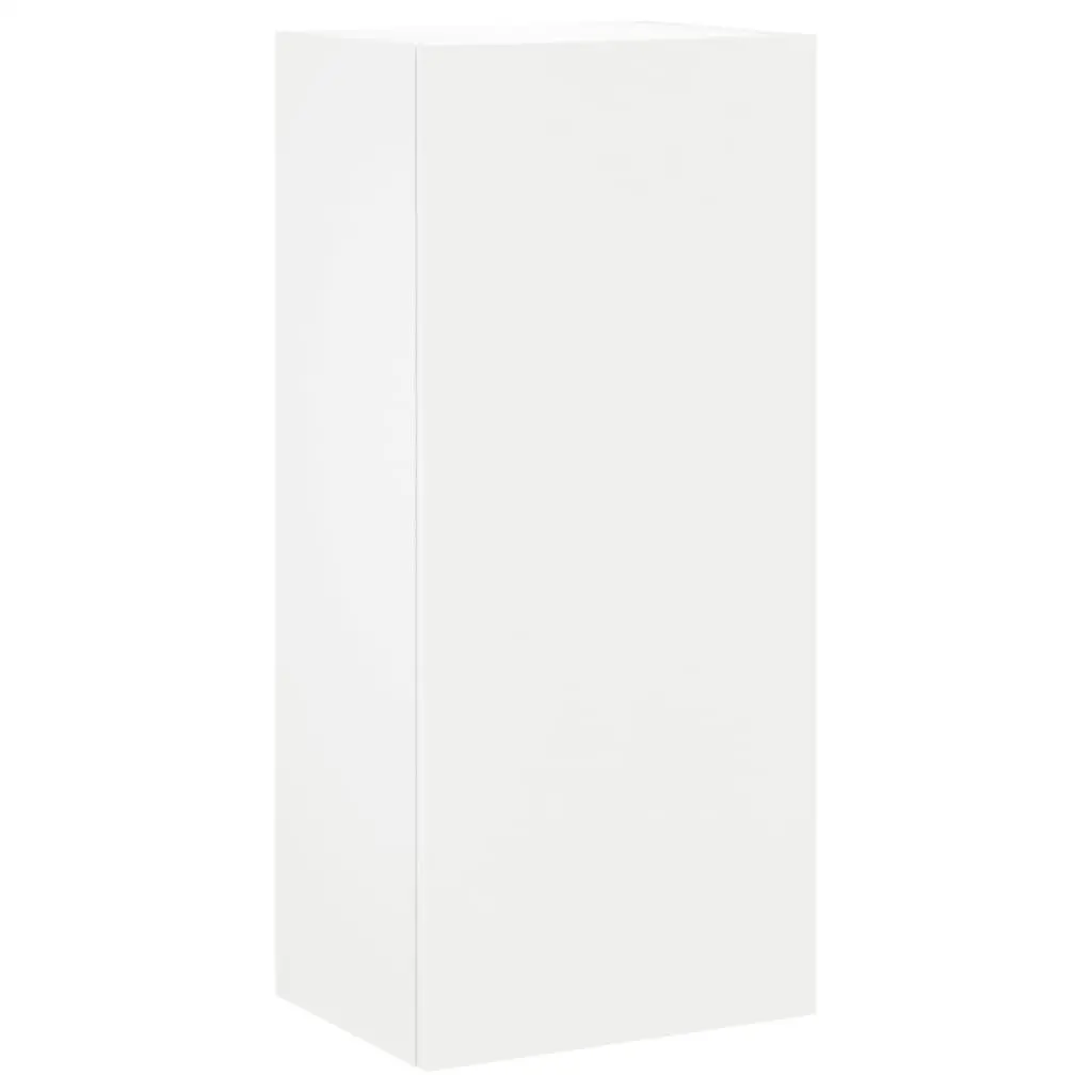 TV Wall Cabinet White Floating Media Unit Wall-Mounted Engineered Wood 40.5W x 30D x 90H cm