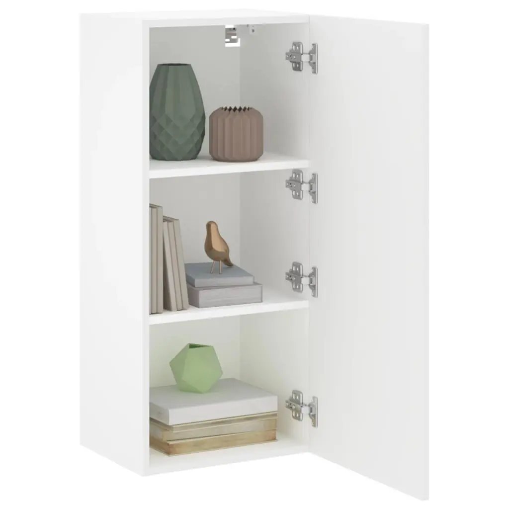 TV Wall Cabinet White Floating Media Unit Wall-Mounted Engineered Wood 40.5W x 30D x 90H cm
