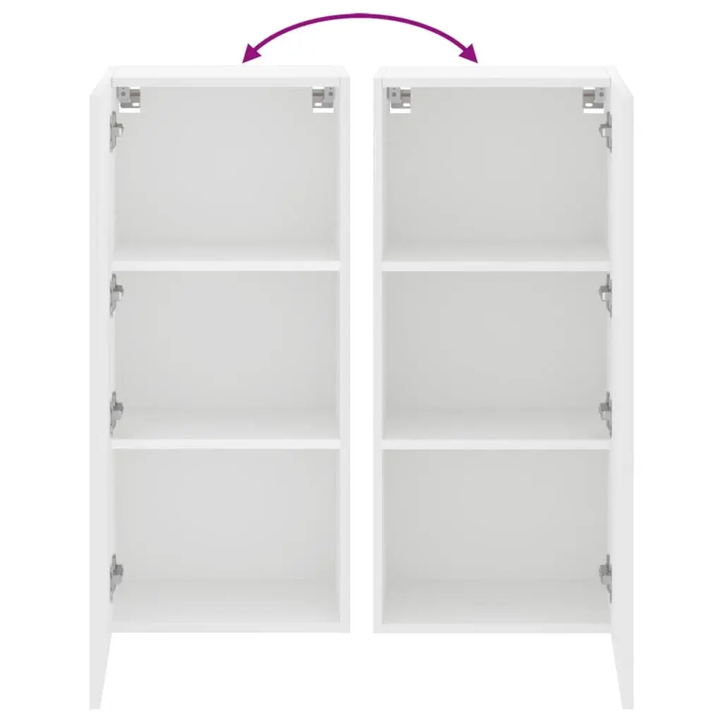 TV Wall Cabinet White Floating Media Unit Wall-Mounted Engineered Wood 40.5W x 30D x 90H cm