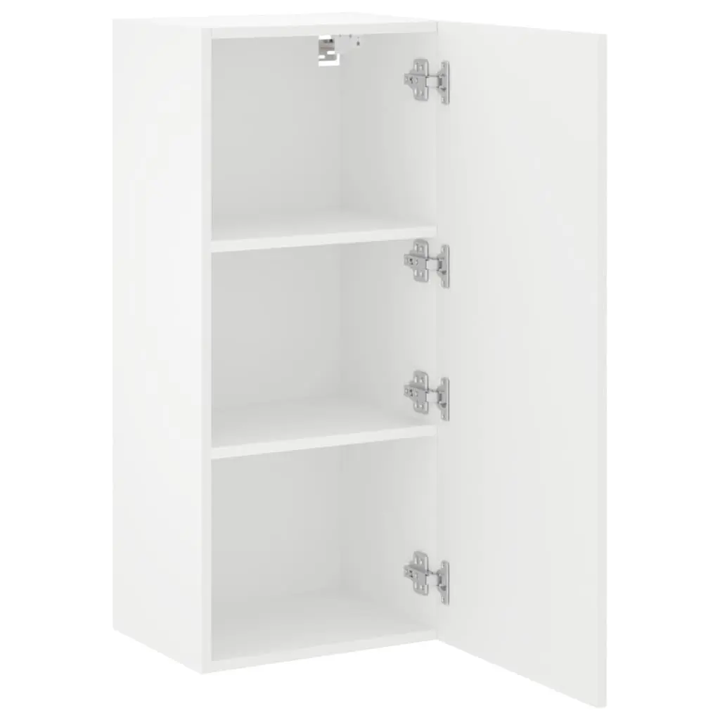 TV Wall Cabinet White Floating Media Unit Wall-Mounted Engineered Wood 40.5W x 30D x 90H cm