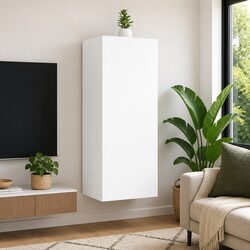 Floating White TV Wall Cabinet for Cozy Living Spaces