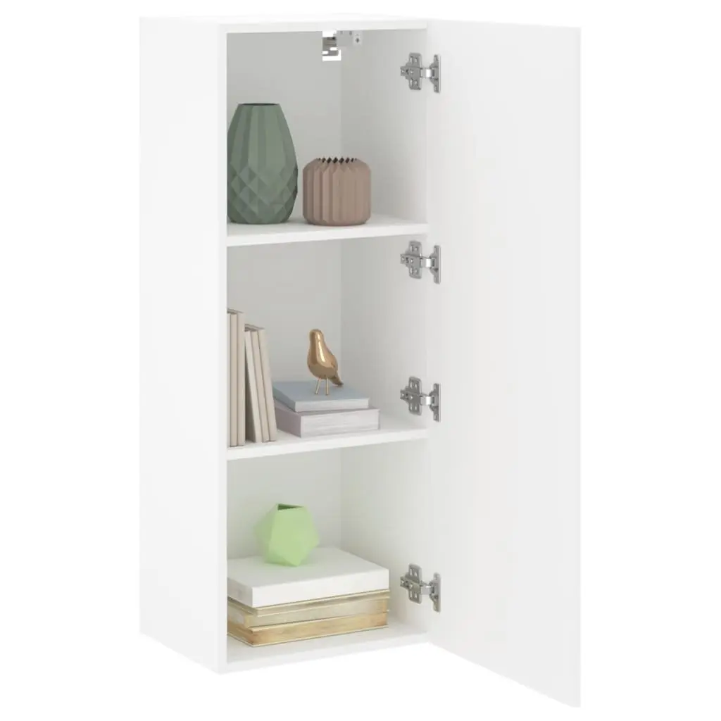 TV Wall Cabinet White Floating Wall-Mounted Media Unit Engineered Wood 40.5 x 30 x 102 cm