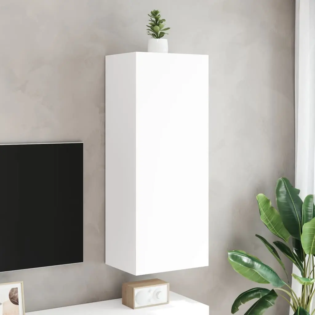 TV Wall Cabinet White Floating Wall-Mounted Media Unit Engineered Wood 40.5 x 30 x 102 cm